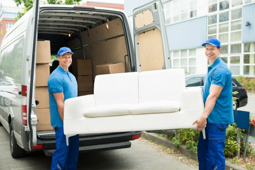 Moving van loaded for flat removals in Acton with secured boxes