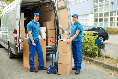 Removal van loaded for a student move in Acton