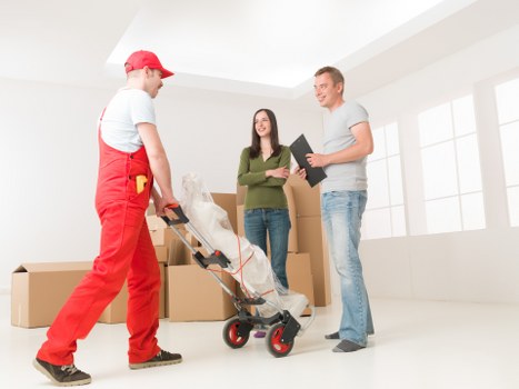 Careful wrapping of fragile household items before transport