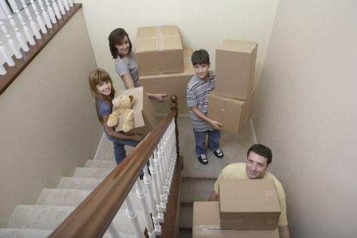 Packing boxes and furniture ready for storage collection
